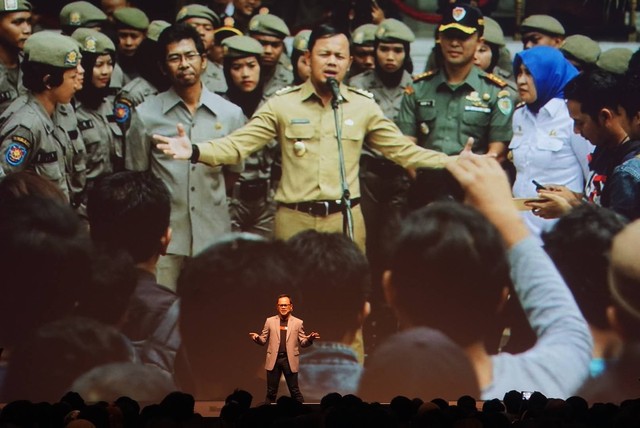 Wali Kota Bogor, Bima Arya di acara Farewell Event Anies Baswedan di Djakarta Theater, Jakarta pada Minggu (2/10). Foto: Iqbal Firdaus/kumparan