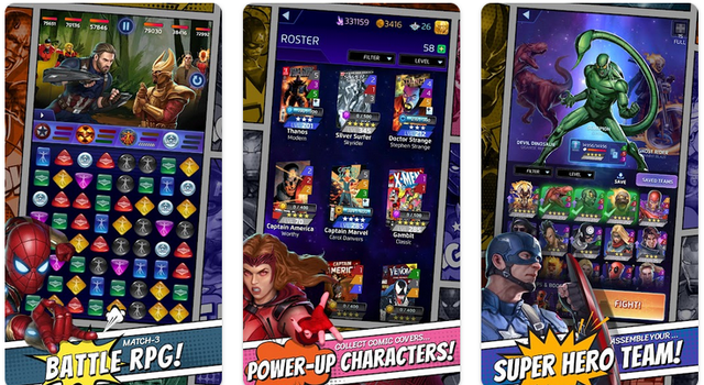 Ilustrasi rekomendasi game Spiderman Android: MARVEL Puzzle Quest. Foto: D3 Go!/Google Play Store