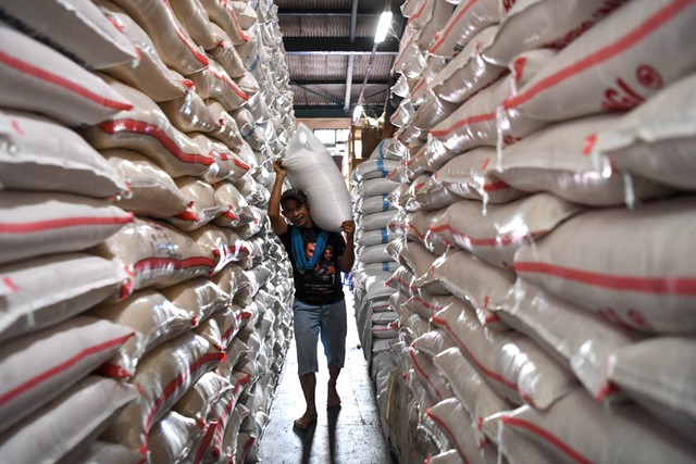 Peneliti Lembaga Penyelidikan Ekonomi dan Masyarakat Universitas Indonesia (LPEM UI) Riyanto mengatakan stok beras nasional aman dan cenderung melimpah. Foto: M Risyal Hidayat/ANTARA FOTO