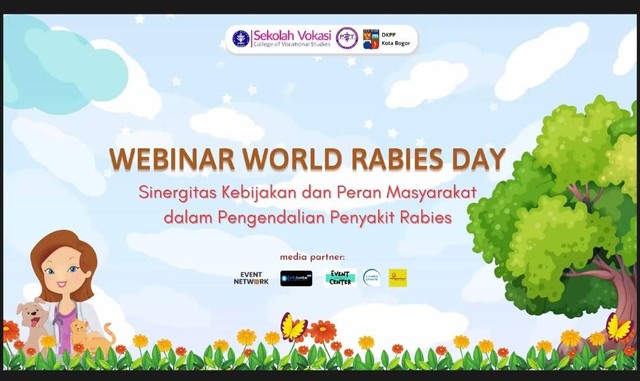 Webinar World Rabies Day 2022 yang digelar oleh Mahasiswa Paramedik Veteriner Sekolah Vokasi IPB bekerja sama dengan DKPP Kota Bogor