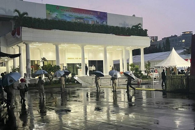 Upacara Parade Senja di Kementerian Pertahanan, Selasa (4/10/2022). Foto: Rafyq Panjaitan/kumparan