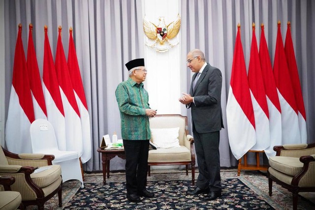 Wapres Ma'ruf Amin terima audiensi Duta Besar Mesir untuk Republik Indonesia Ashraf Mohamed Moguib Sultan. Foto: Dok. Setwapres