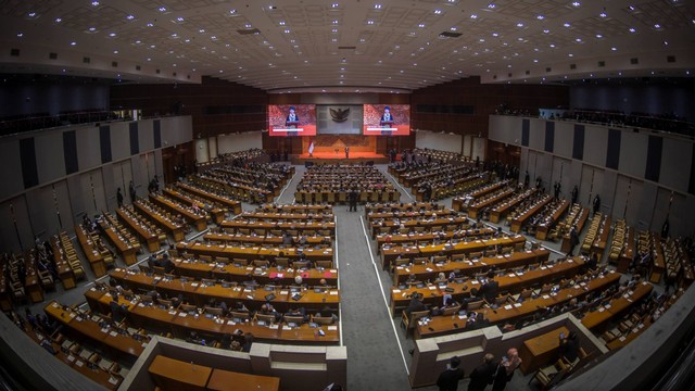 Suasana pembukaan Parliamentary Forum and the 8th G20 Parliamentary Speakers' Summit (P20) di Gedung Nusantara II, Kompleks Parlemen, Senayan, Jakarta, Rabu (5/10/2022). Foto: Galih Pradipta/ANTARA FOTO