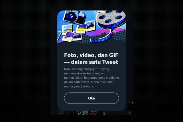 Twitter input foto GIF dan video satu tweet Foto: Sreenshot