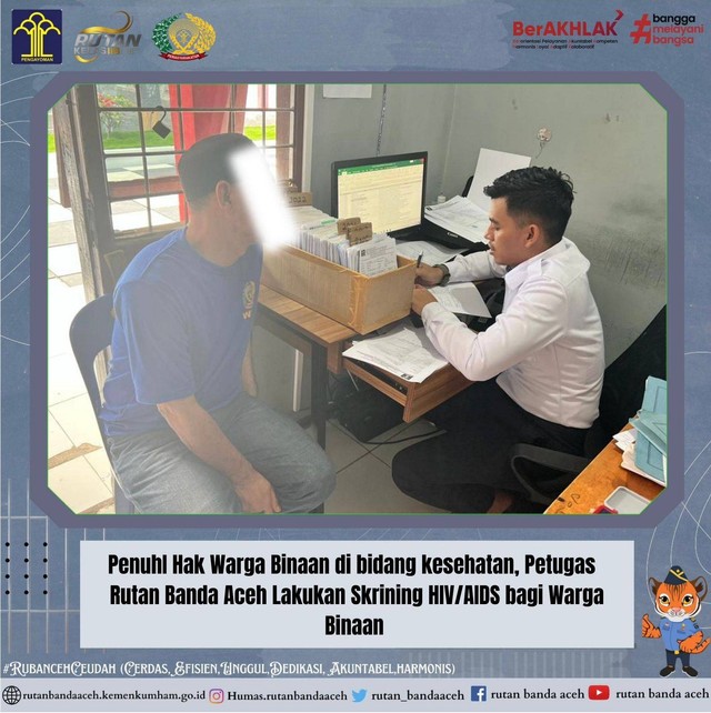 Wujudkan Indonesia Sehat,WBP Rutan Banda Aceh Lakukan Skrining HIV/AIDS