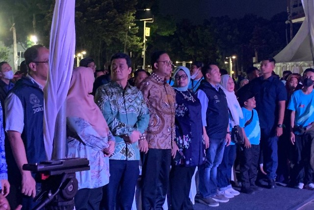 Gubernur DKI Jakarta Anies Baswedan hadir di acara Jaringan Rakyat Miskin Kota(JRMK) di Kota Tua, Jakarta, Minggu (9/10/2022). Foto: Luthfi Humam/kumparan