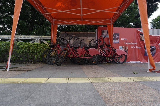 kondisi sepeda sewa di Taman Budaya Dukuh Atas memprihatinkan, Rabu (12/10/2022). Foto: Jamal Ramadhan/kumparan