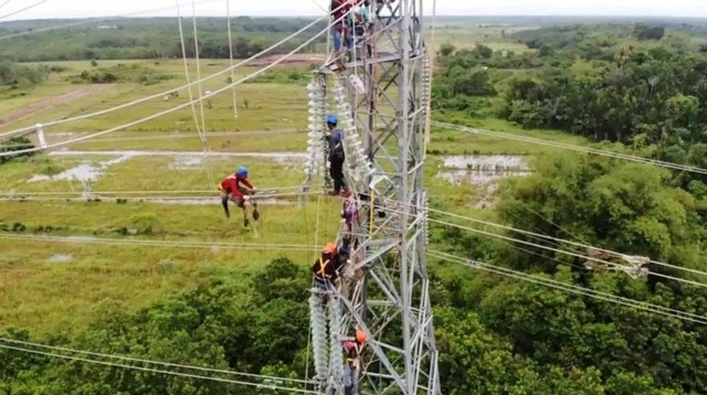Petugas PLN masih berupaya melakukan perbaikan jaringan listrik yang putus di wilayah Kecamatan Kereng Pangi, Kabupaten Katingan. Foto: IST/InfoPBUN