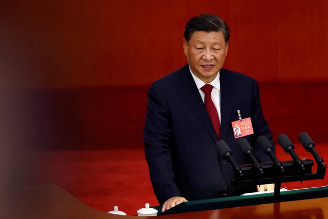 Pembukaan Kongres Partai Komunis China oleh Presiden Xi Jinping Foto: Thomas Peter/Reuters