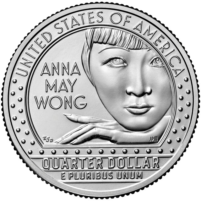 Uang koin 25 sen Amerika Serikat, bergambar Anna May Wong. Foto: usmint.gov