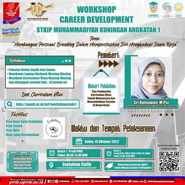 Dokumentasi Flyer Kegiatan: Workshop Career Development STKIP Muhammadiyah Kuningan (UPMK)