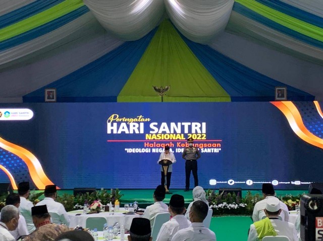 Wakil Presiden, Maruf Amin di acara Hari Santri Nasional 2022 di Kantor Kemenpolhukam, Jumat (21/10).  Foto: Luthfi Humam/kumparan