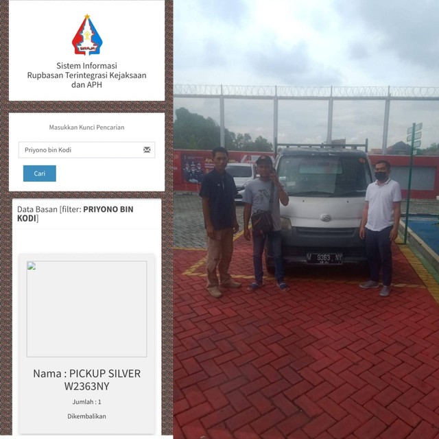 Rupbasan Mojokerto Kembalikan Pemilik Mobil Sitaan Kejaksaan Negeri Kabupaten Mojokerto (Foto:HumasRupMoker)