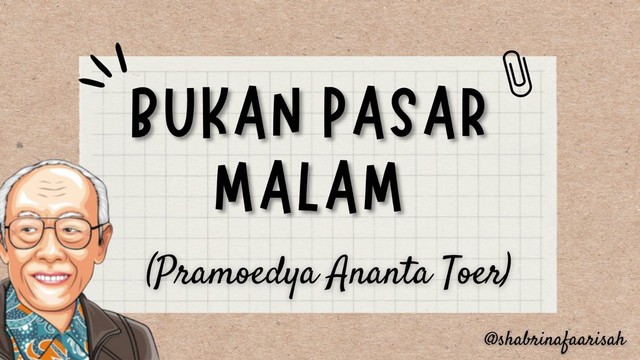 Judul novel Bukan Pasar Malam karya Pramoedya Ananta Toer. Foto: Canva Shabrina Faarisah
