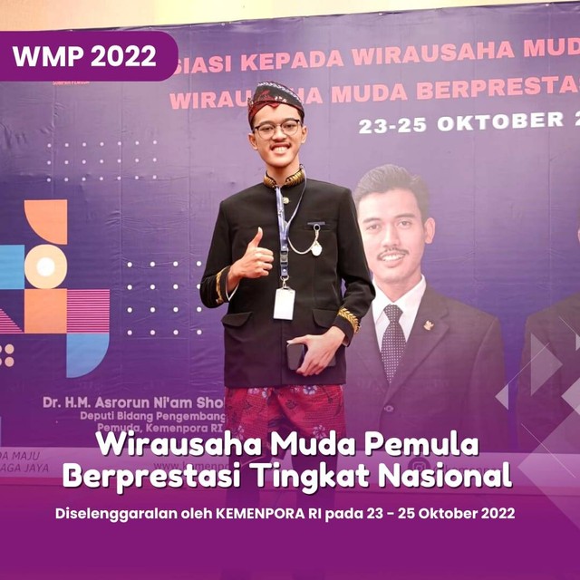 Alfath Flemmo Wirausaha Muda Pemula Berprestasi Tingkat Nasional Kementerian Pemuda dan Olahraga Kemenpora RI 2022