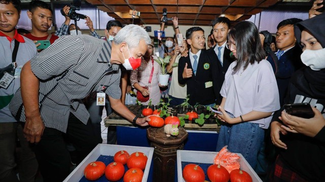 Gubernur Jateng Ganjar Pranowo di Soropadan Agro Expo 2022 di Temanggung, Jateng, Selasa (25/10/2022). Foto: Dok. Istimewa