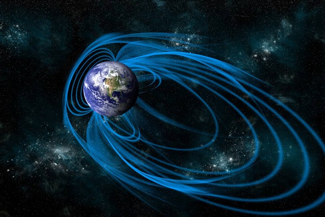 Ilustrasi medan magnet bumi (earth magnetic field). Foto: Marc Ward/Shutterstock