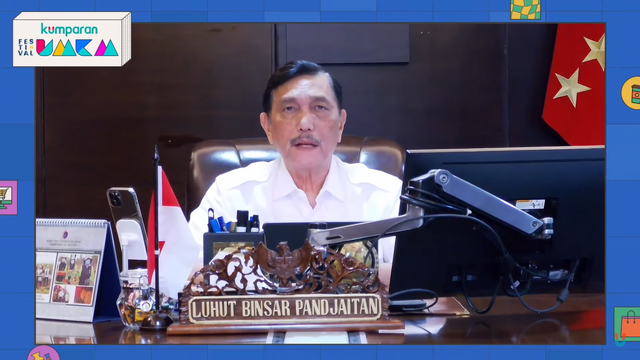 Menteri Koordinator Bidang Kemaritiman dan Investasi, Luhut Binsar Pandjaitan dalam Festival UMKM kumparan 2022 Day 2, Kamis (27/10/2022). Foto: kumparan