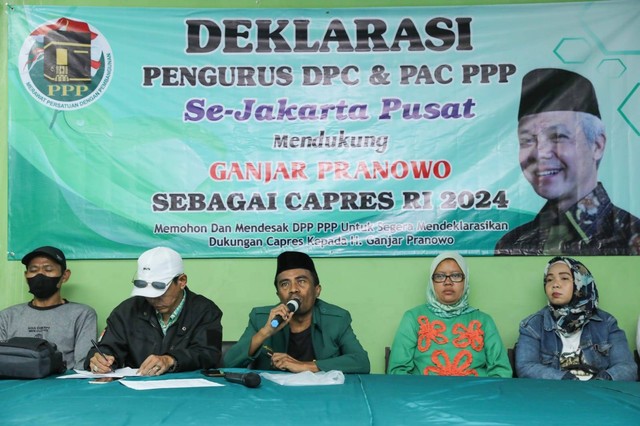 Jajaran pengurus DPC PPP Jakarta Pusat deklarasikan dukungan untuk Ganjar Pranowo sebagai calon presiden pada pemilu 2024. Foto: Dok. Istimewa