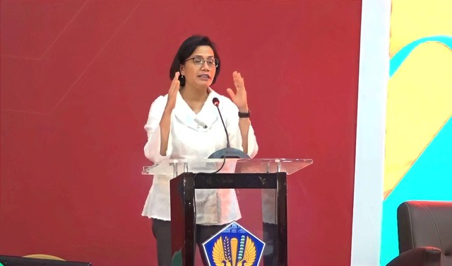 Menteri Keuangan, Sri Mulyani dalam Bincang APBN 2023 di Gedung BKF Kementerian Keuangan, Jumat (28/10). Foto: Ave Airiza Gunanto/kumparan