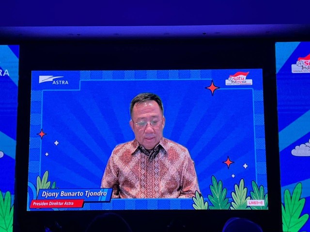 Presiden Direktur Astra Djony Bunarto Tjondro saat memberi sambutan pada acara SATU Indonesia Awards 2022. Foto: Ainun Nabila/kumparan