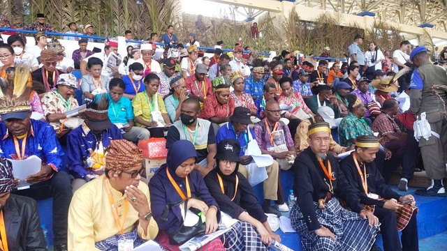 Peserta Kongres Masyarakat Adat Nusantara (KMAN) VI di Tanah Tabi yang dilaksanakan 24-30 Oktober 2022. (Foto Media Center KMAN VI)