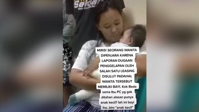 Potongan video seorang ibu menyusui di Manado yang ditahan karena laporan dugaan penggelapan motor.