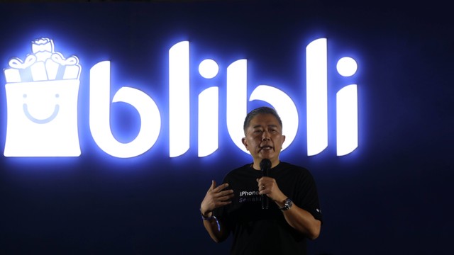 CEO & Co-Founder Blibli, Kusumo Martanto memeberikan sambutan pada acara Midnight Lounge di Senayan Park Dome, Jakarta (4/11).  Foto: Aditia Noviansyah/kumparan