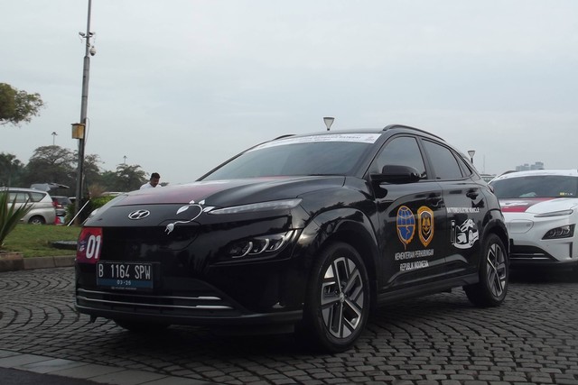 Hyundai Kona EV di acara Touring Kendaraan Listrik Berbasis Baterai Jakarta Bali 2022 Foto: Rizki Fajar Novanto/kumparan