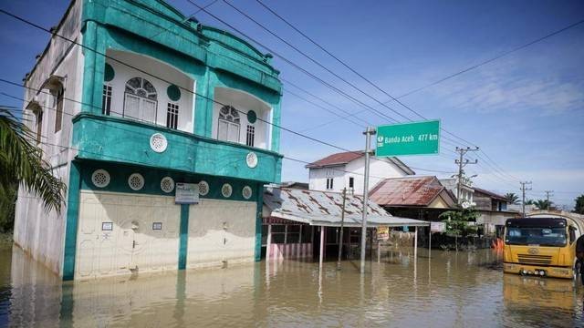 Hujan tidak mengguyur Aceh Tamiang pada Ahad (6/11/2022), langit tampak cerah. Foto: Suparta/acehkini