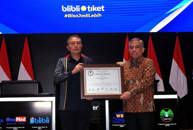 PT Global Digital Niaga Tbk (BELI) atau Blibli resmi mencatatkan perdana saham atau IPO di Bursa Efek Indonesia (BEI). Foto: Blibli