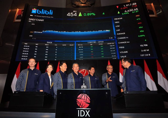 PT Global Digital Niaga Tbk (BELI) atau Blibli resmi mencatatkan perdana saham atau IPO di Bursa Efek Indonesia (BEI). Foto: Blibli