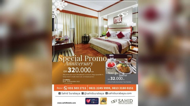 Sambut HUT ke-32, Hotel Sahid Surabaya Tawarkan Promo Menarik dengan Angka 32