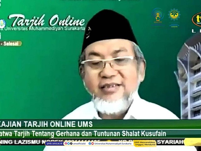 Kajian Tarjih Online UMS edisi Fatwa Tarjih tentang Gerhana dan Tuntunan Shalat Kusufain. Foto Youtube