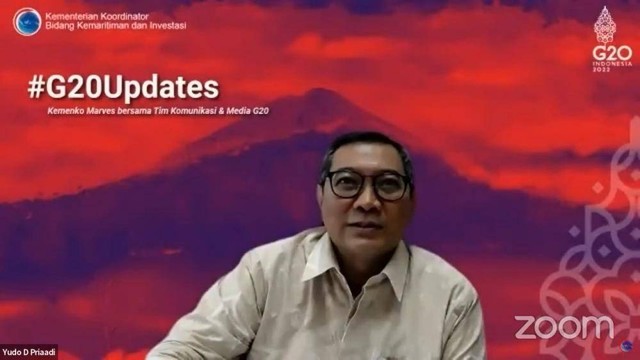 Staf Ahli Bidang Perencanaan Strategis Kementerian ESDM Yudo Dwinanda Priaadi pada acara konferensi pers yang dilaksanakan secara virtual oleh Kementerian Koordinator Maritim dan Investasi yang bertajuk #G20Updates, Selasa (8/11/2022). Foto: EBTKE Kementeri
