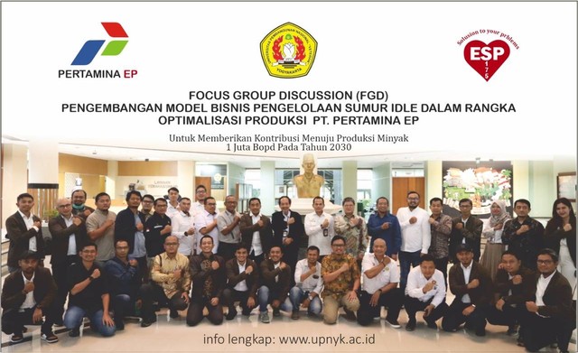 UPNVY bersama Pertamina usai menggelar Focus Group Discussion (FGD) untuk dukung target produksi minyak 1 juta BOPD. Foto: istimewa