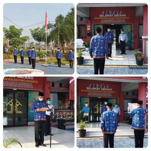 Upacara Hari Pahlawan Rupbasan Mojokerto Kemenkumham Jawa Timur Pahlawanku Teladanku,(Foto:HumasRupMoker)
