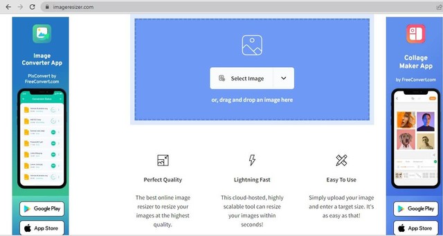 Image Resizer. Foto: tangkapan layar website Image Resizer.