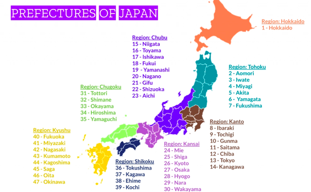 Peta Jepang yang terbagi menjadi 47 prefektur. Prefektur Fukushima (no. 7) masuk dalam wilayah Tohoku atau timur laut Jepang. (Dok: Wikipedia)
