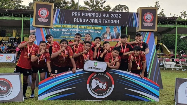 Tim rugby putra Surakarta juarai Pra Porprov XVI Jateng, Minggu (13/11/2022). FOTO: Istimewa