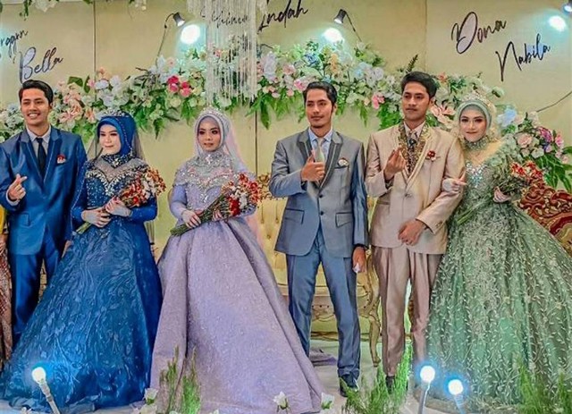Langka! 3 Saudara Kembar di Lamongan Nikah Bareng