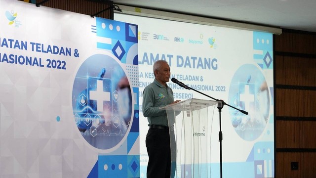 Dirut Bio Farma Honesti Basyir saat menyampaikan keterangan dalam rangkaian peringatan Hari Kesehatan Nasional (KHN) tahun 2022 pada Senin (14/11/2022). Foto: Dok. Istimewa