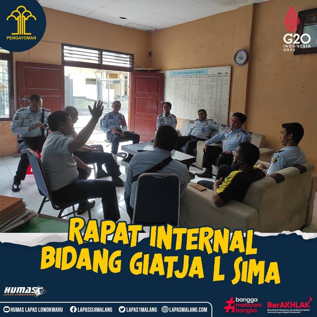 Rapat Internal Bidang Kegiatan Kerja Lapas Kelas I Malang. Foto : Ruddy/humaslapasmalang.