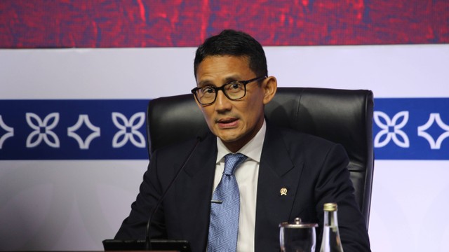 Menparekraf, Sandiaga Uno saat konferensi press di Hotel Westin, Nusa Dua Bali.  Foto: Aditia Noviansyah/kumparan