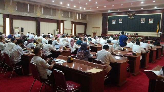 Konsultasi Publik II Penyusunan Revisi RTRW Provinsi Lampung 2023-2043 di Gedung Pusiban Pemprov Lampung. | Foto: Bella Sardio/Lampung Geh