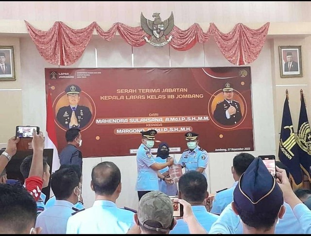 Karupbasan Mojokerto Hadiri Langsung Serah Terima Kepala Lapas Kelas IIB Jombang (Foto:HumasRupMoker)