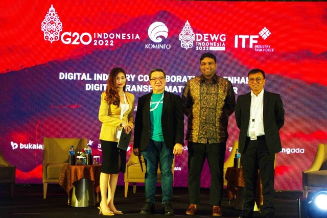 CEO GOTOKO Gurnoor Singh Dhillon saat menjadi panelis dalam sesi Digital Economy, G20 Digital Transformation Expo Parallel Event: Digital Industry Collaboration To Enhance Digital Transformation yang digagas Kemenkominfo RI dan ITF, Senin (14/11). Foto: GOTOKO