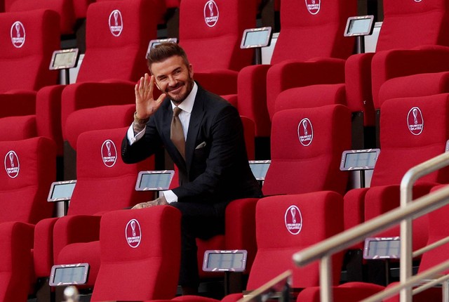David Beckham jelang laga Inggris vs Iran di Piala Dunia 2022 Qatar. Foto: REUTERS/Lee Smith