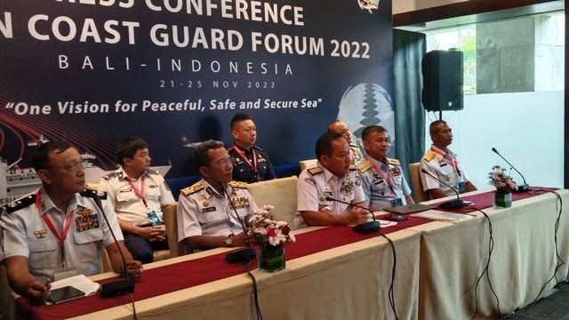Jumpa pers Asean Cost Guard Forum atau ACF di Kuta, Kabupaten Badung, Bali, Selasa (22/11).