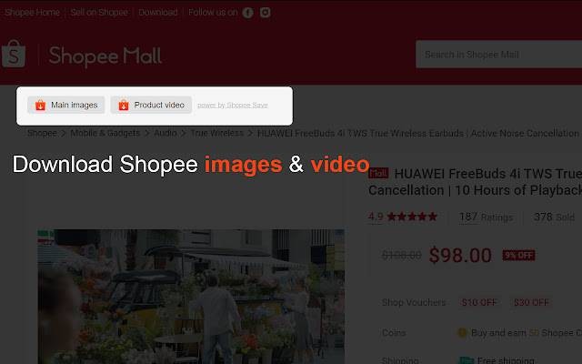 Download video Shopee tanpa watermark dengan ekstensi Chrome Shopee Save. Foto: E-Media/Chrome Web Store